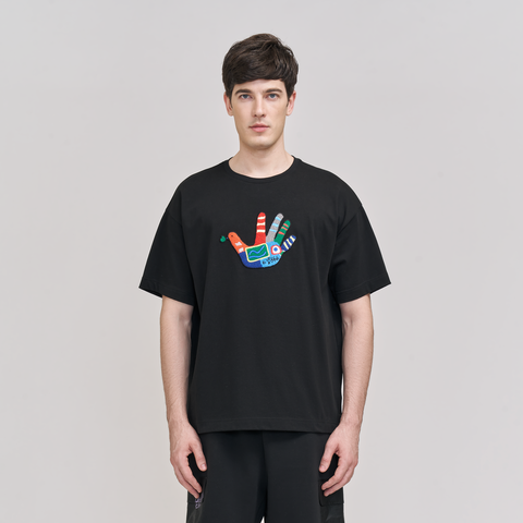 Lucca Embroidered Dove SS T-Shirt (Black)