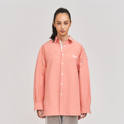 Yuu Have Me Script Button Up Shirt Jacket (Coral Pink)