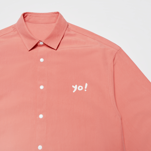 Yuu Have Me Script Button Up Shirt Jacket (Coral Pink)