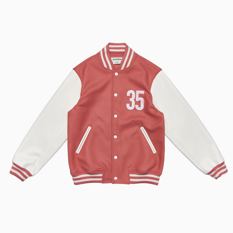 Forever 35 Varsity Jacket (Coral)